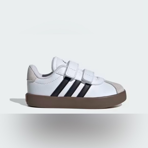 adidas White/Core Black/Gray One VL Court 3.0 Velcro Sneakers - Picture 2 of 16